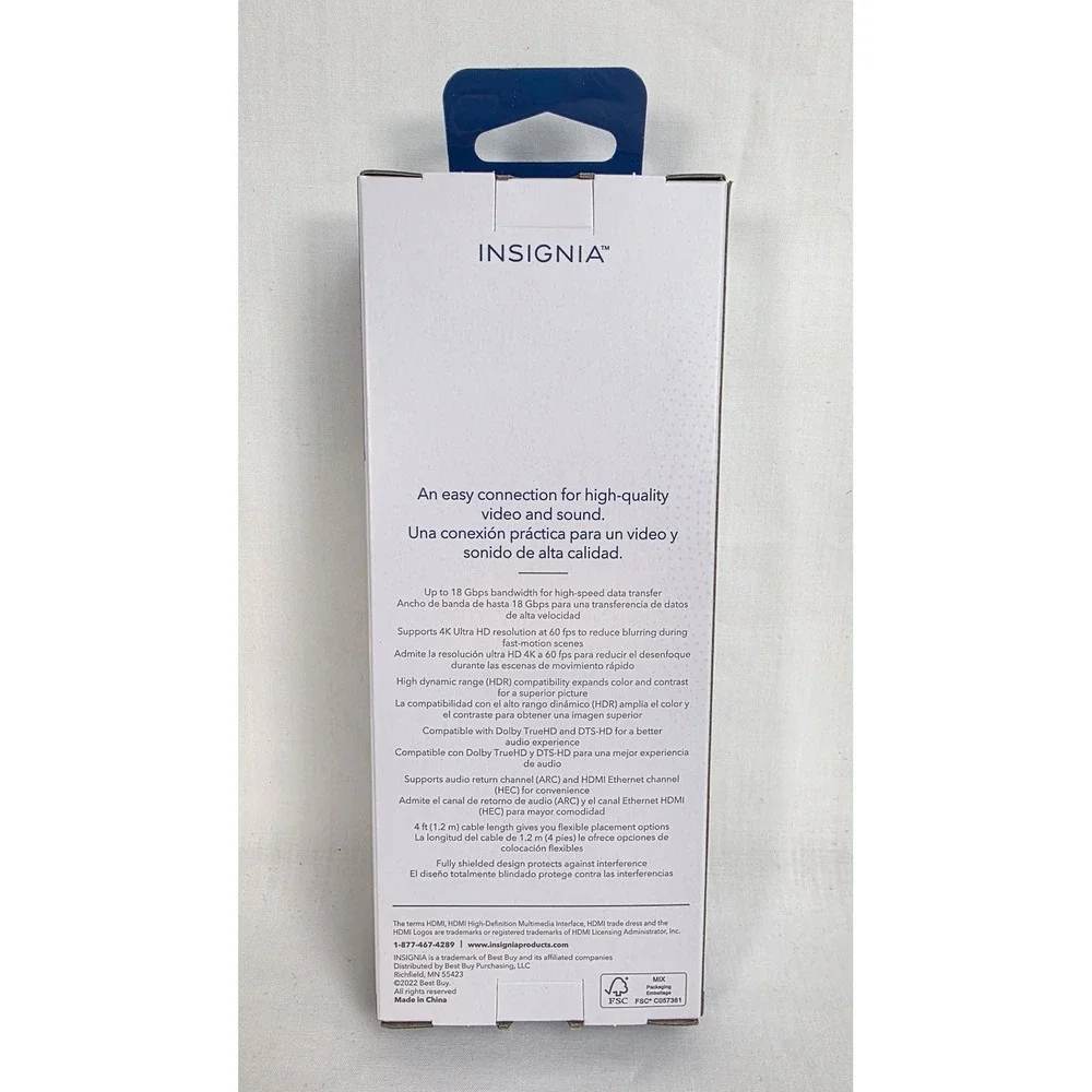 Insignia 4K Ultra HD HDMI 4ft Cable 18Gbps‎ Premium Certified NS-HG04L22 Black